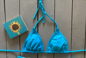 Solid Turquoise Triangle Bikini Top
