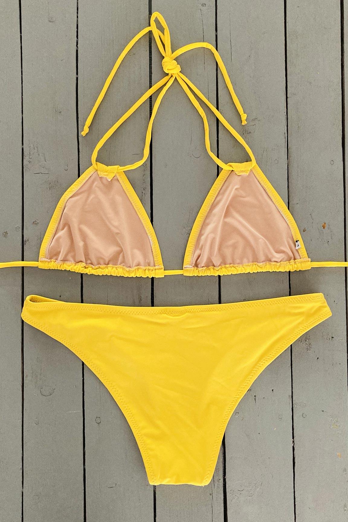 This sexy bright yellow, classic bottom bikini has a comfortable fit. Its made with the finest quality of soft and stretchy Lycra to achieve the best fit. Order yours today. @JillesBikinis