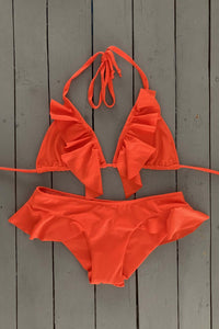 Bright Orange Adjustable Ruffle Bikini Top - JillesBikinis