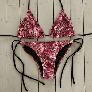 Red cheap snakeskin bikini