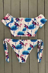 Floral Short Sleeve Bikini Crop Top - JillesBikinis