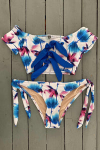 Floral Short Sleeve Bikini Crop Top - JillesBikinis