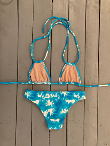 Ocean Blue Double String Triangle Bikini Top