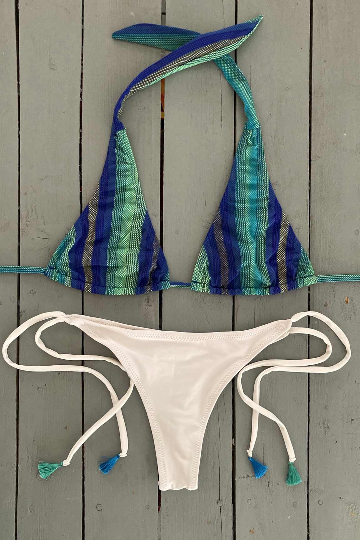 Upgrade your look with this green blue halter bikini top. Made with the finest quality of soft and stretchy Lycra to achieve the best fit. Order yours today. @jillesbikinis  
