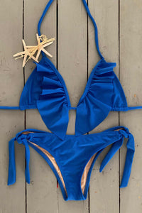 Royal Blue Banana Ties Bikini Bottom with Scrunch