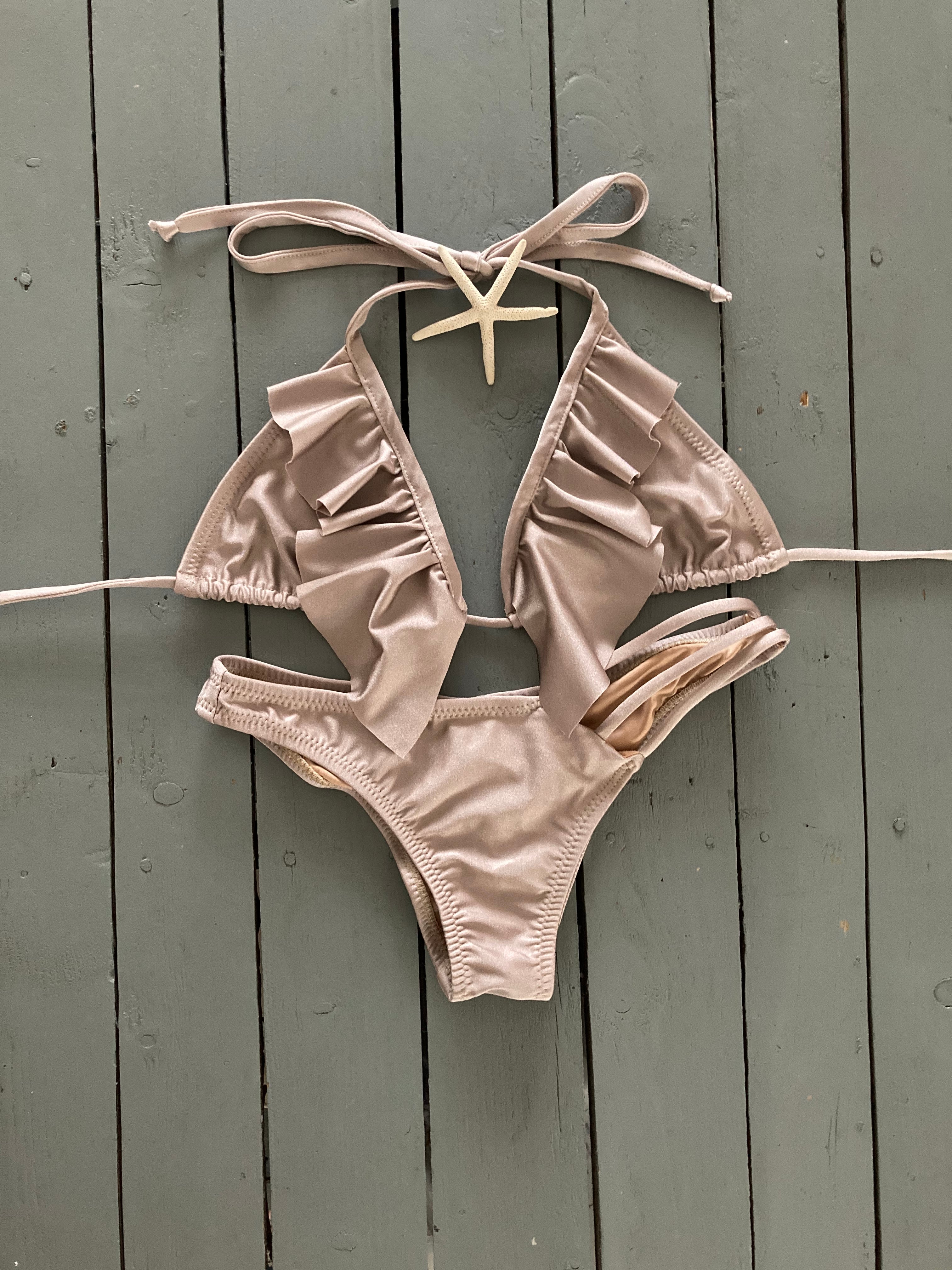 Triangle Bikini Top w/ Ruffle Accent