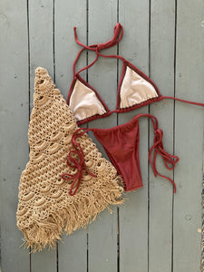 Solid Caramel Brown Triangle Bikini Top