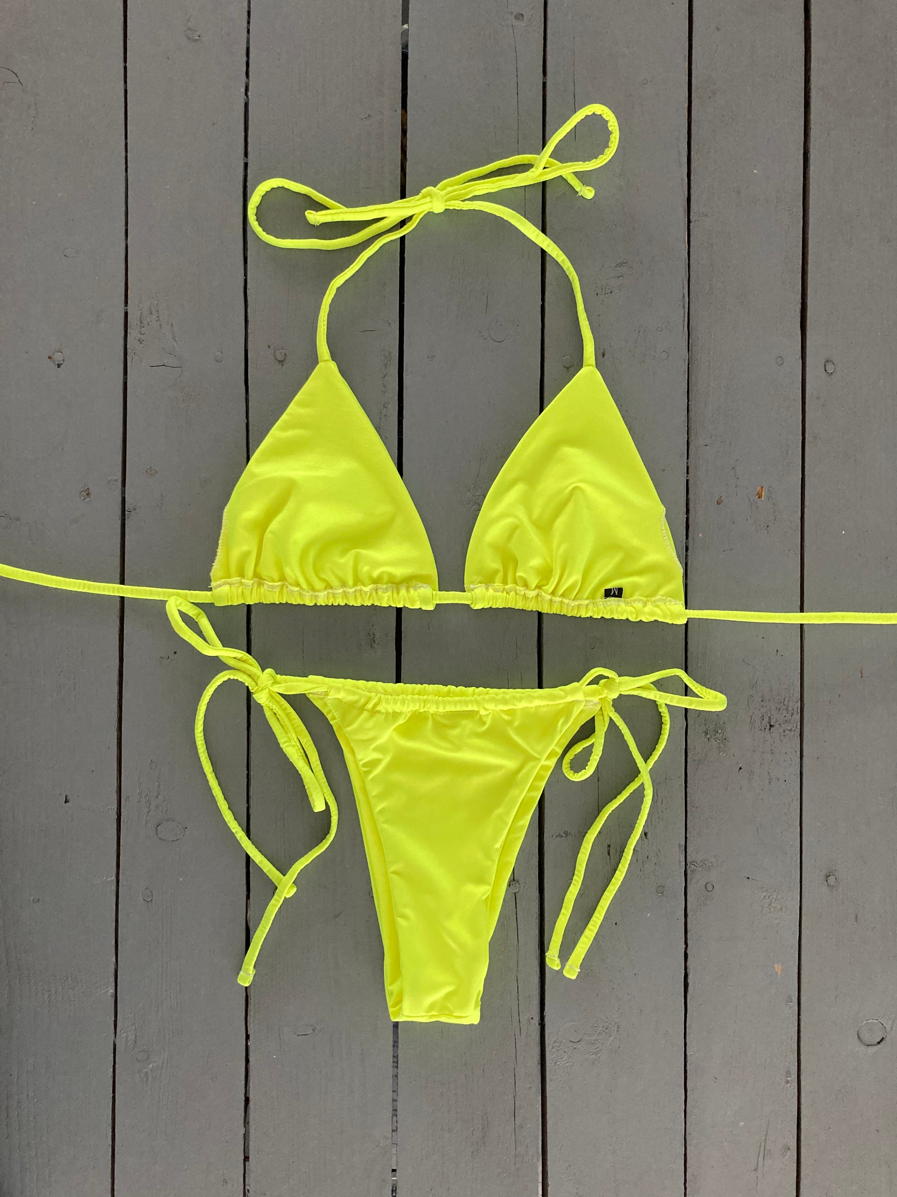 Fluorescent Yellow Triangle Bikini Top