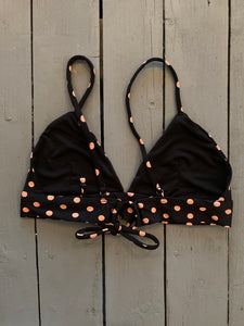 Black Polka Dot Non Adjustable Triangle Bikini Top