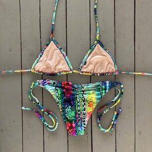 Bright Snakeskin Adjustable Triangle Bikini Top