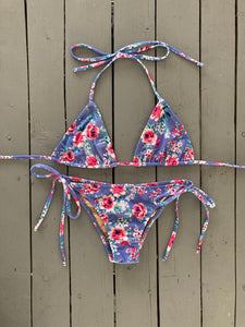 Flower Print Triangle Bikini Top