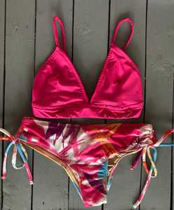 Solid Fuchsia Pink Non-Adjustable Triangle Bikini Top