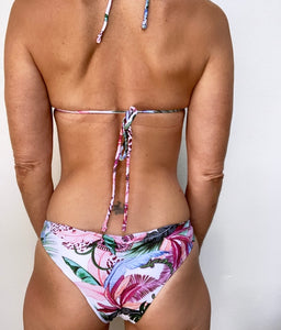 White Tropical Print Scrunched Classic Bottom