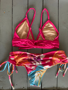Solid Fuchsia Pink Non-Adjustable Triangle Bikini Top