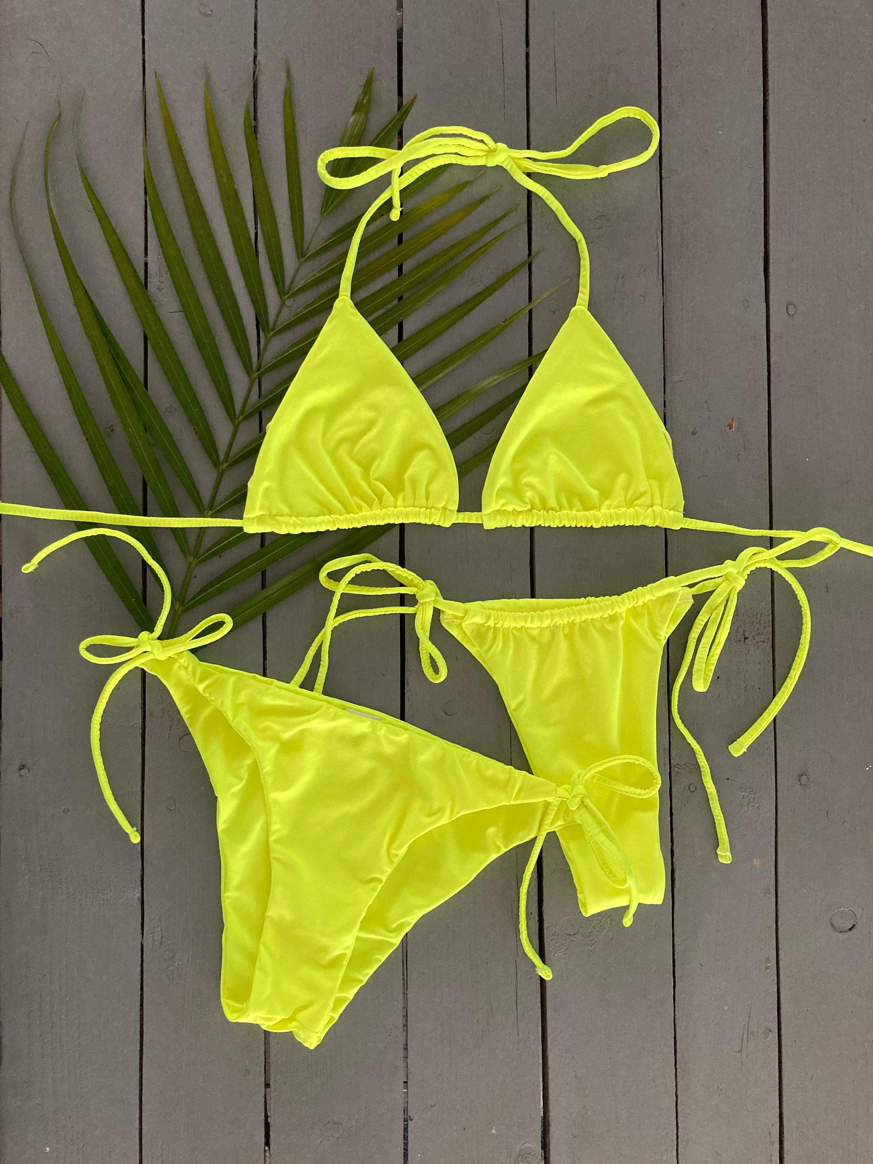 Fluorescent Yellow Triangle Bikini Top